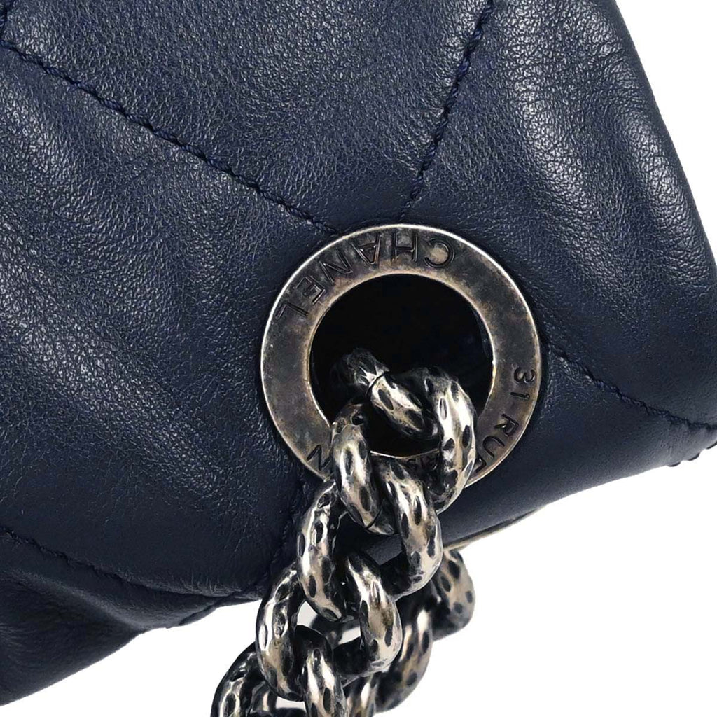 Chanel Navy Lambskin Coco Pleats Flap Bag Shoulder Bag