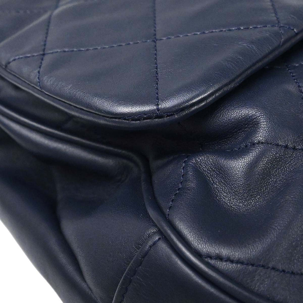 Chanel Navy Lambskin Coco Pleats Flap Bag Shoulder Bag