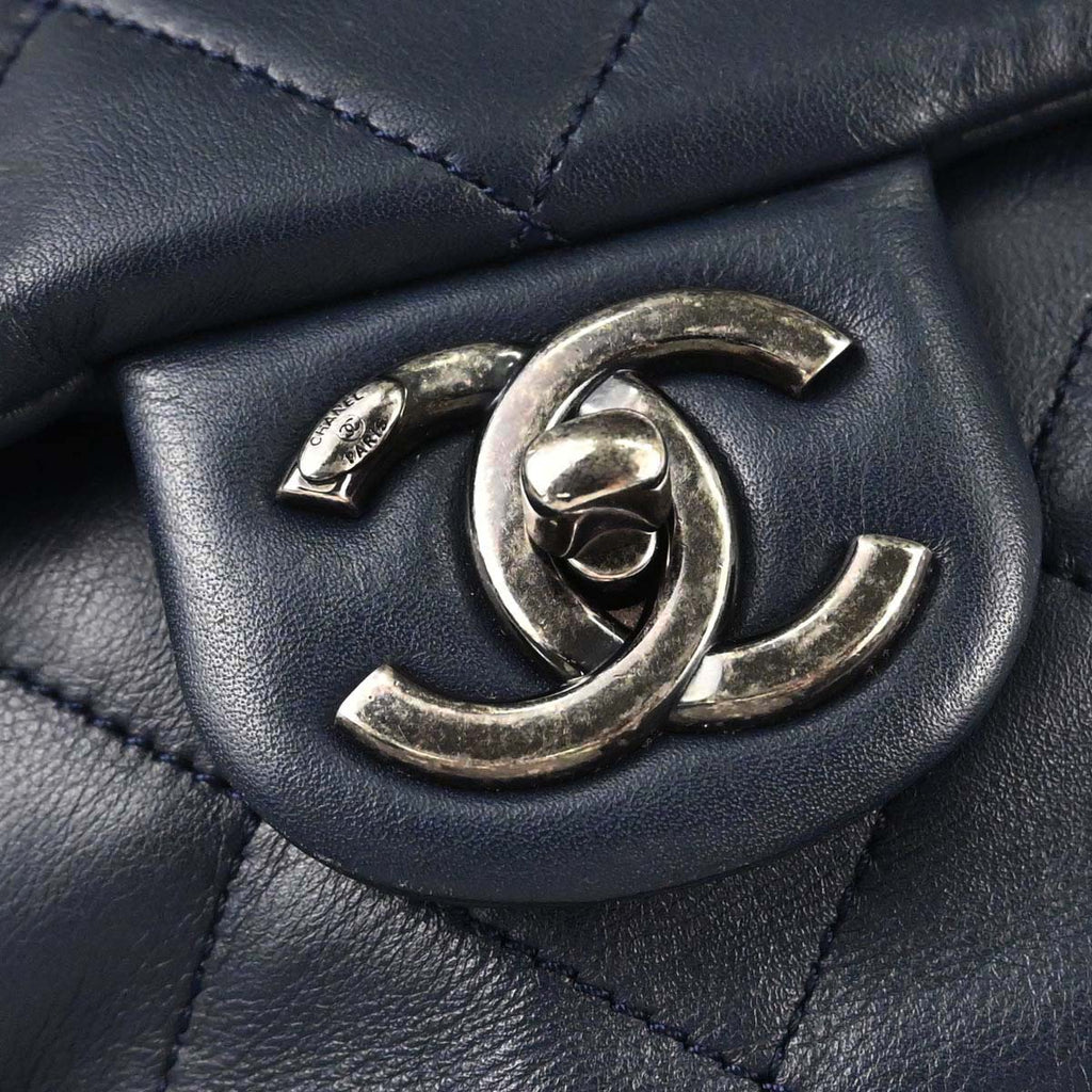 Chanel Navy Lambskin Coco Pleats Flap Bag Shoulder Bag