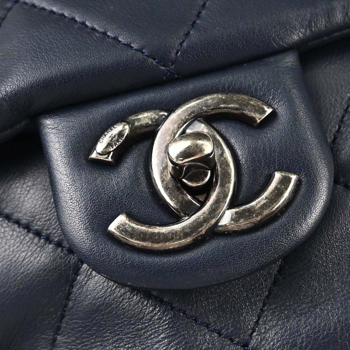 Chanel Navy Lambskin Coco Pleats Flap Bag Shoulder Bag