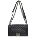 Boy Chanel 2018 Black Lambskin Medium Double Chain Shoulder Bag