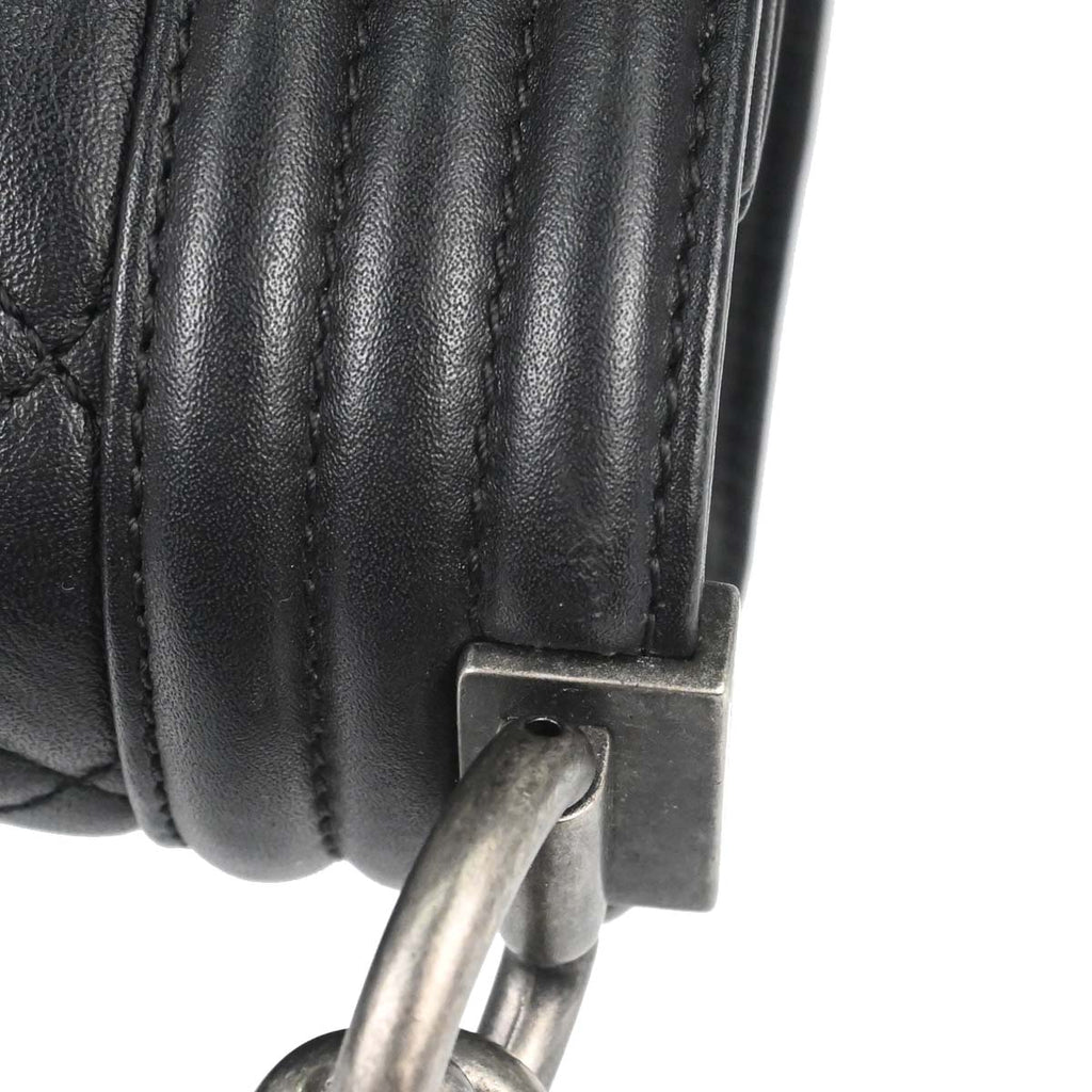 Boy Chanel 2018 Black Lambskin Medium Double Chain Shoulder Bag