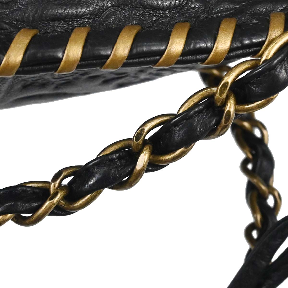 Chanel 2010-2011 Black Embossed Calfskin Icon Drawstring Bucket Shoulder Bag
