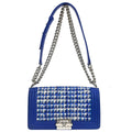 Boy Chanel Blue Tweed Medium Shoulder Bag