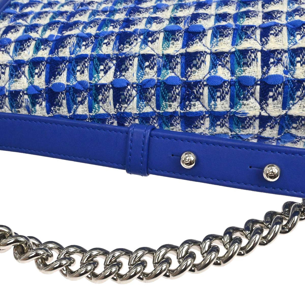 Boy Chanel Blue Tweed Medium Shoulder Bag