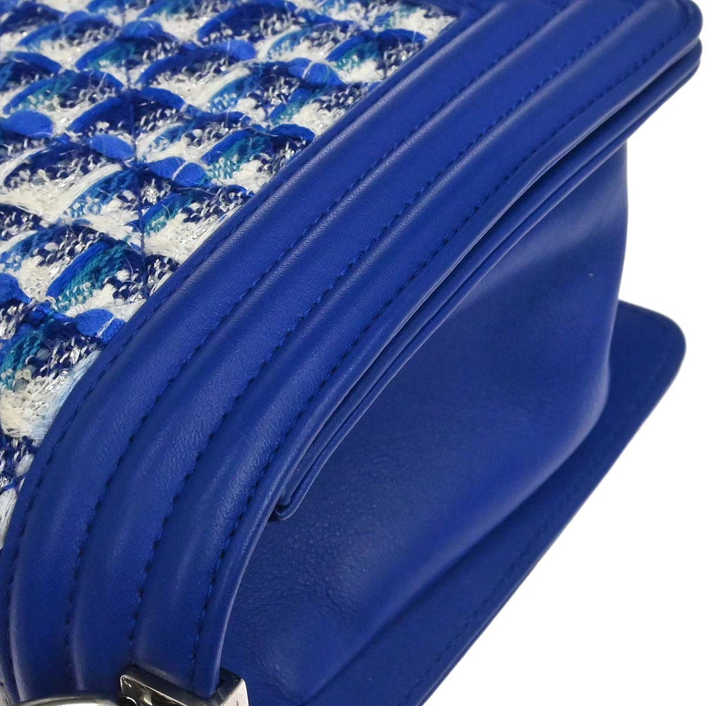 Boy Chanel Blue Tweed Medium Shoulder Bag