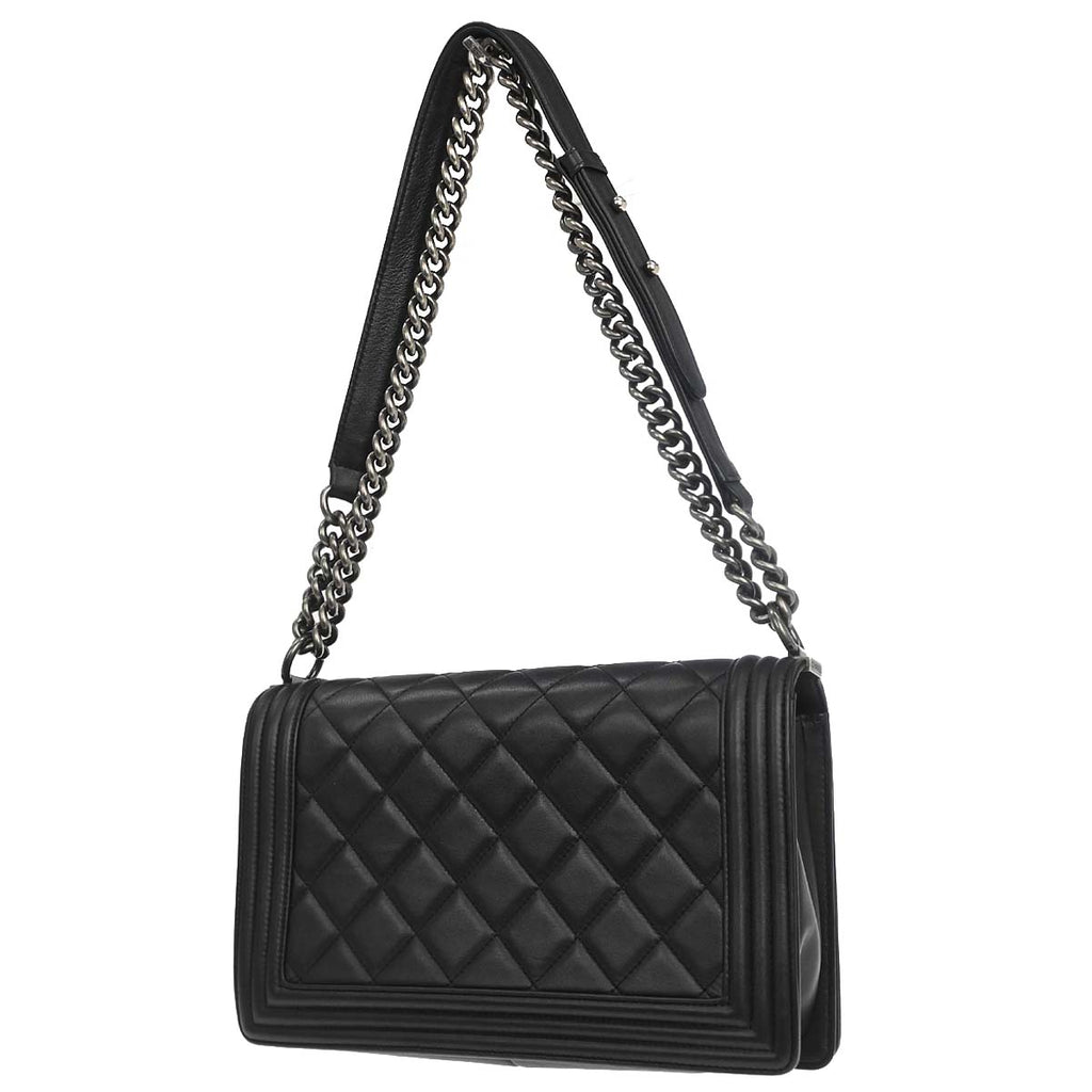 Boy Chanel 2014 Black Lambskin Medium Shoulder Bag
