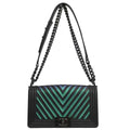 Boy Chanel Black Calfskin Chevron Medium Shoulder Bag