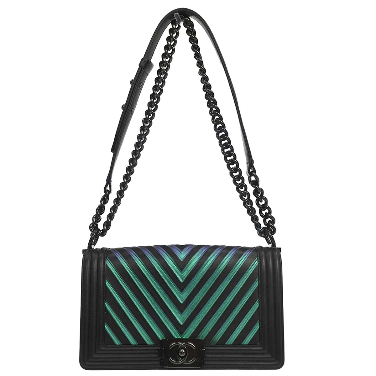 Boy Chanel Black Calfskin Chevron Medium Shoulder Bag