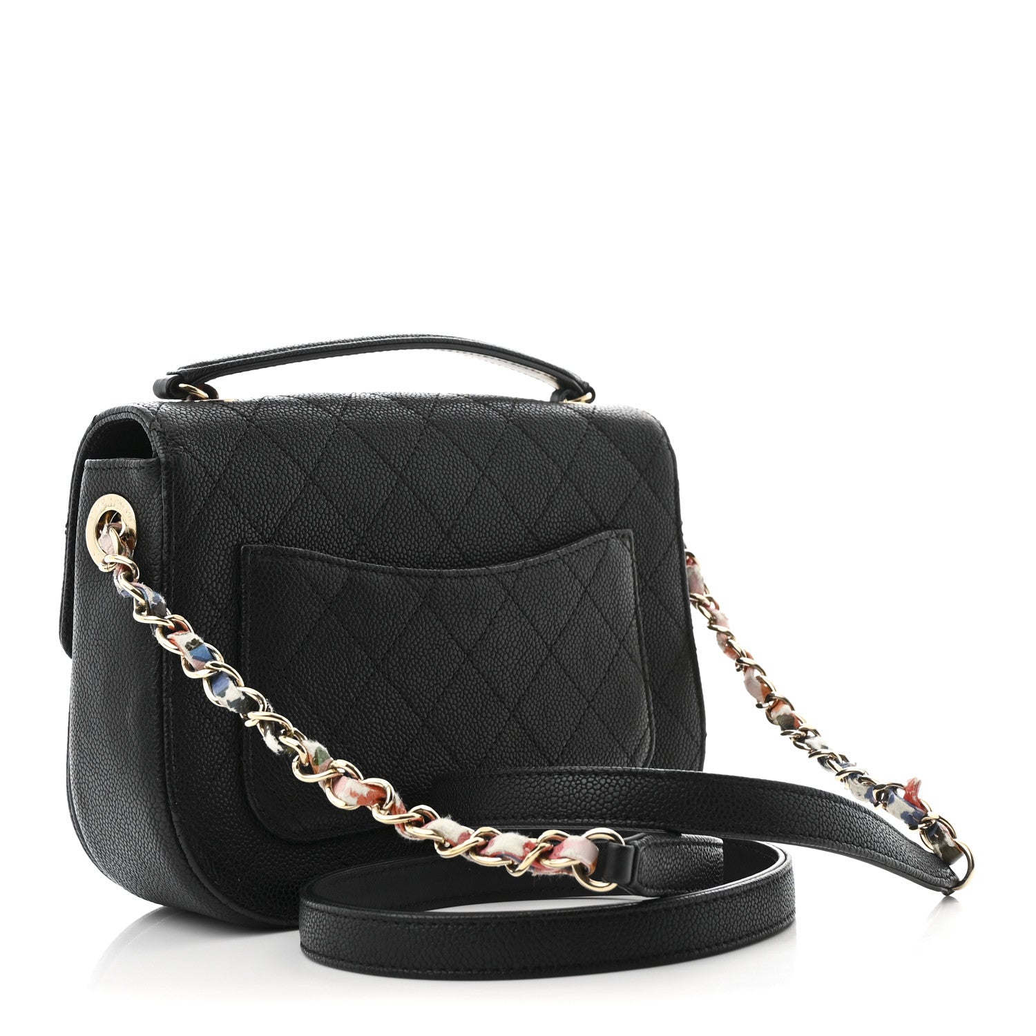 Chanel Grained Calfskin Quilted Small Cuba Top Handle Flap Black