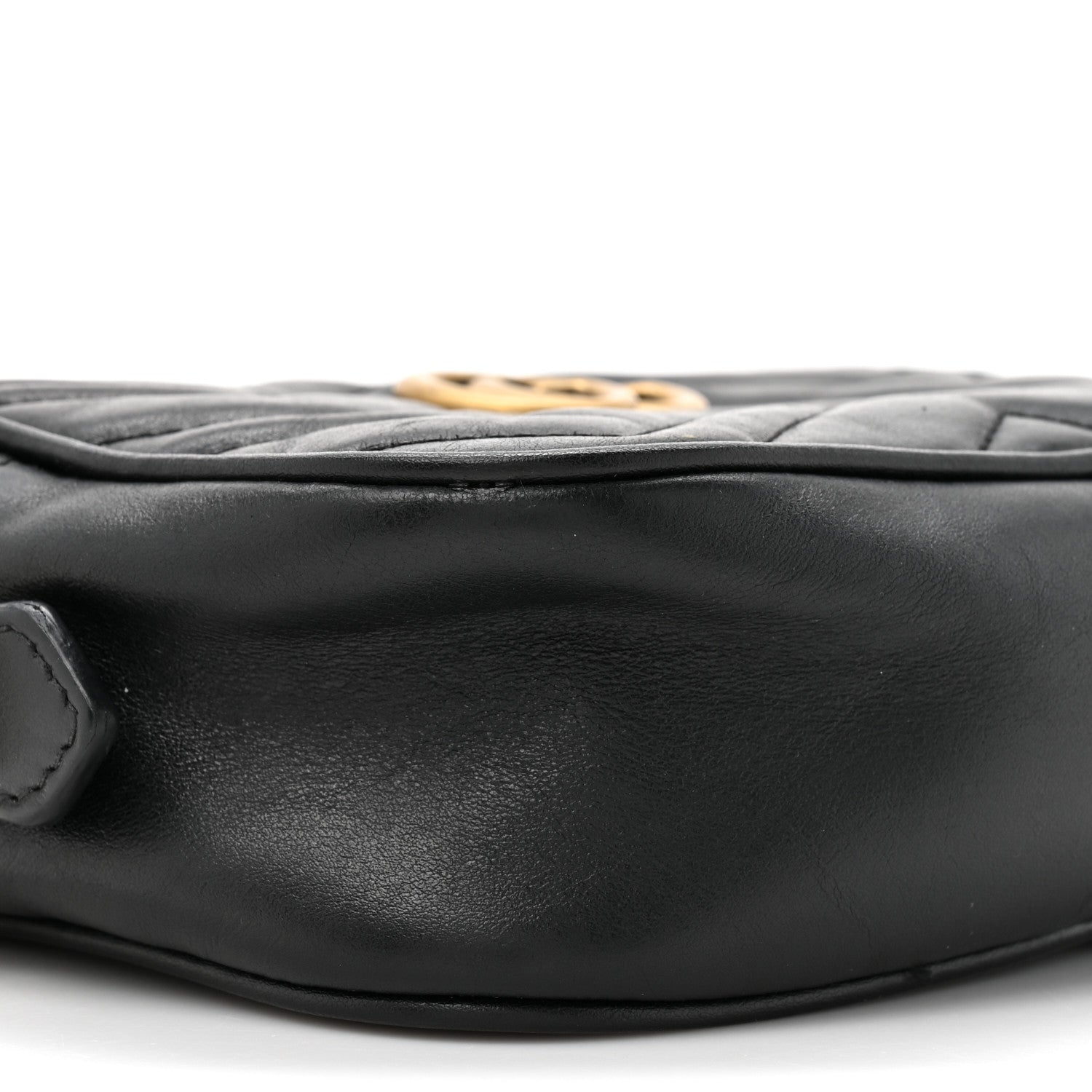 Gucci Calfskin Matelasse Mini GG Marmont Chain Shoulder Bag Black