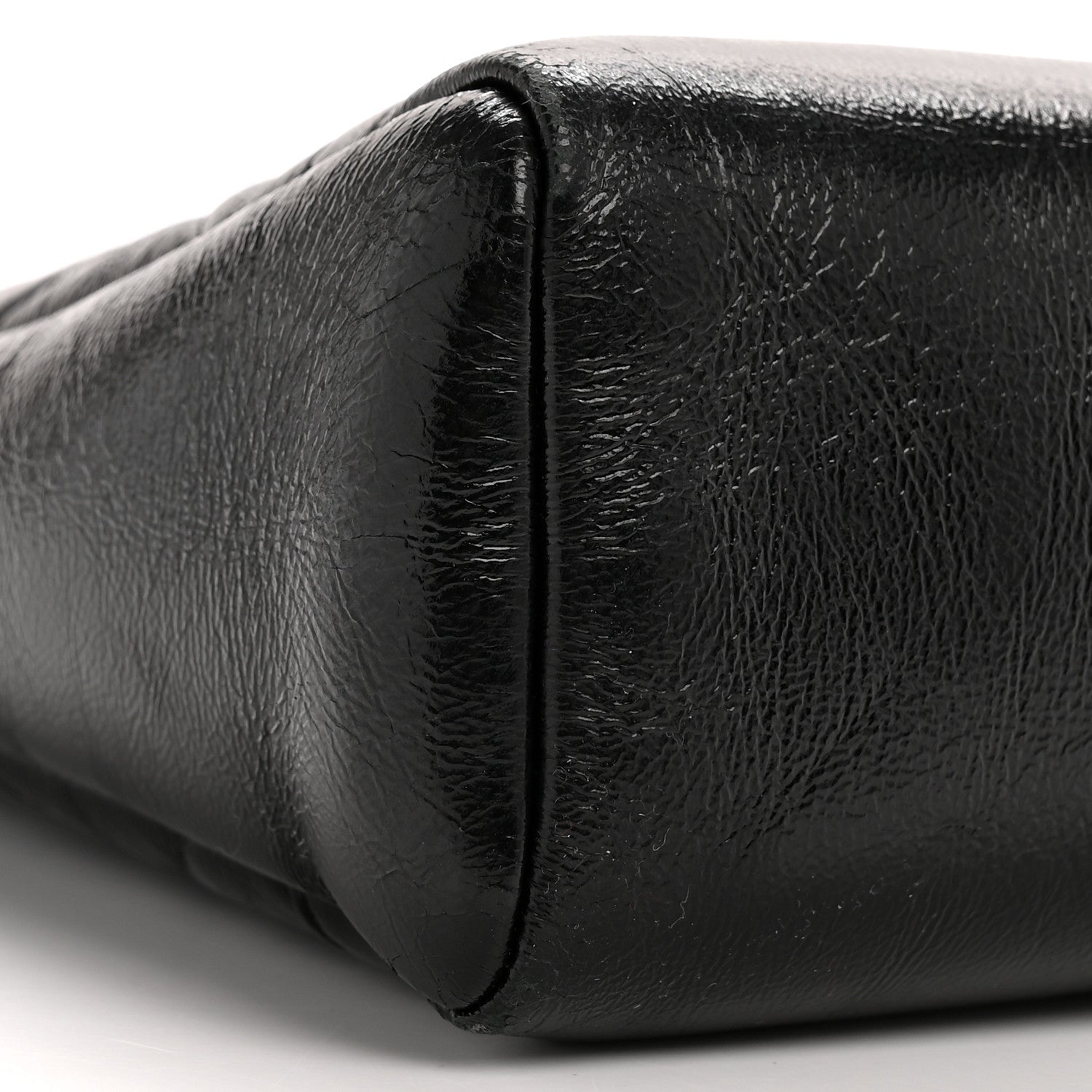 Chanel Shiny Crumpled Calfskin Quilted Small 31 Shopping Bag Black