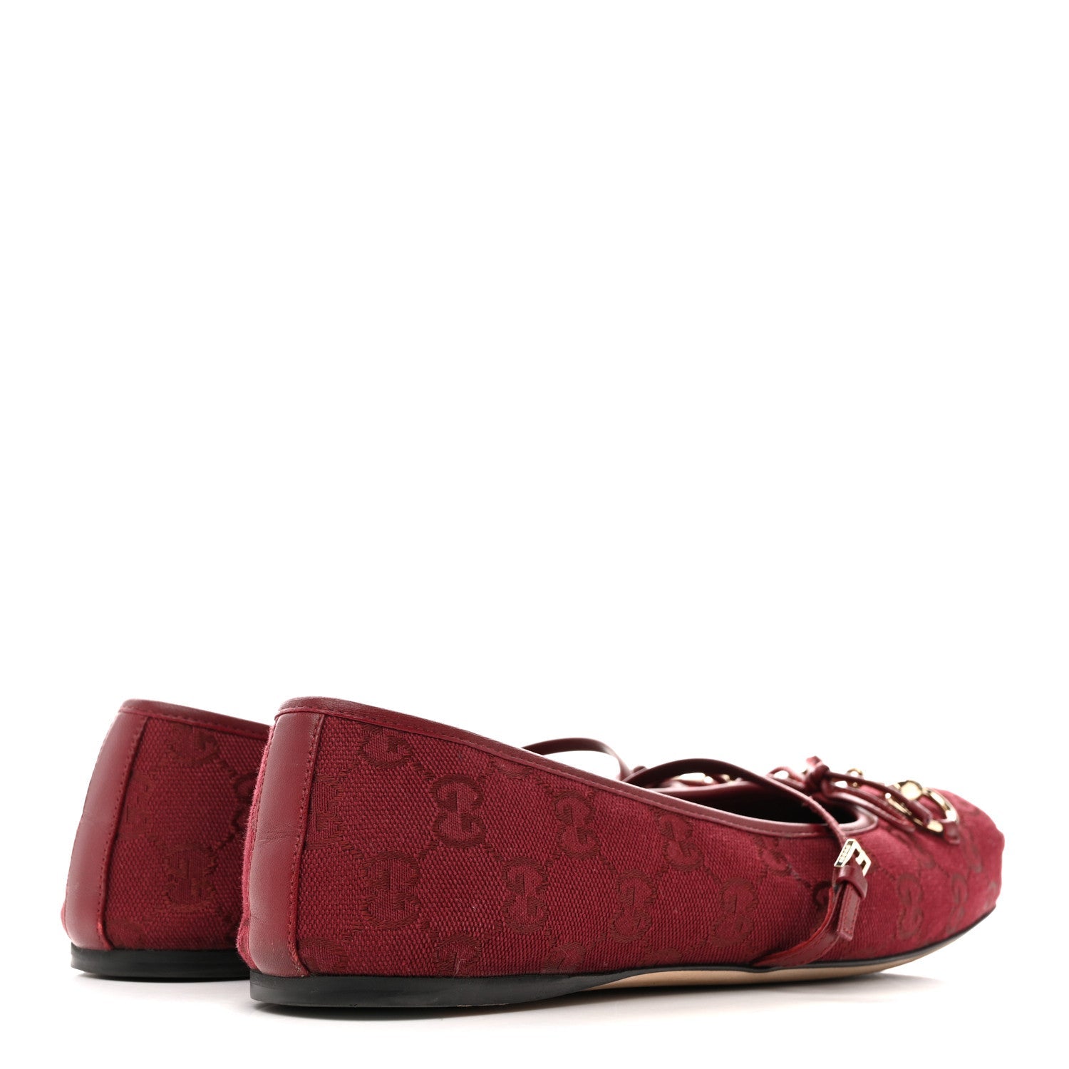 Gucci GG Monogram Horsebit Ballet Flats 40 Rosso Ancora