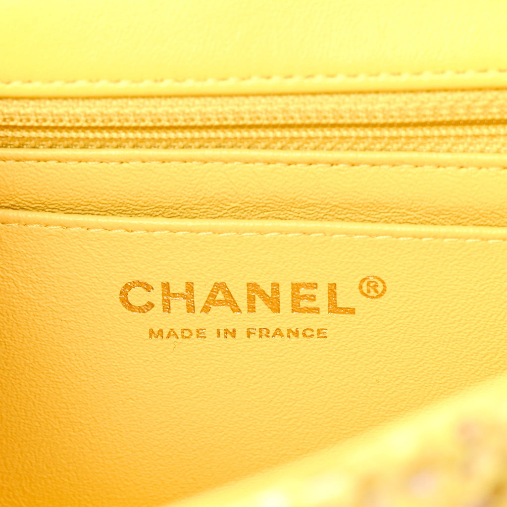 Chanel Tweed Quilted 2.55 Reissue Mini Flap Yellow