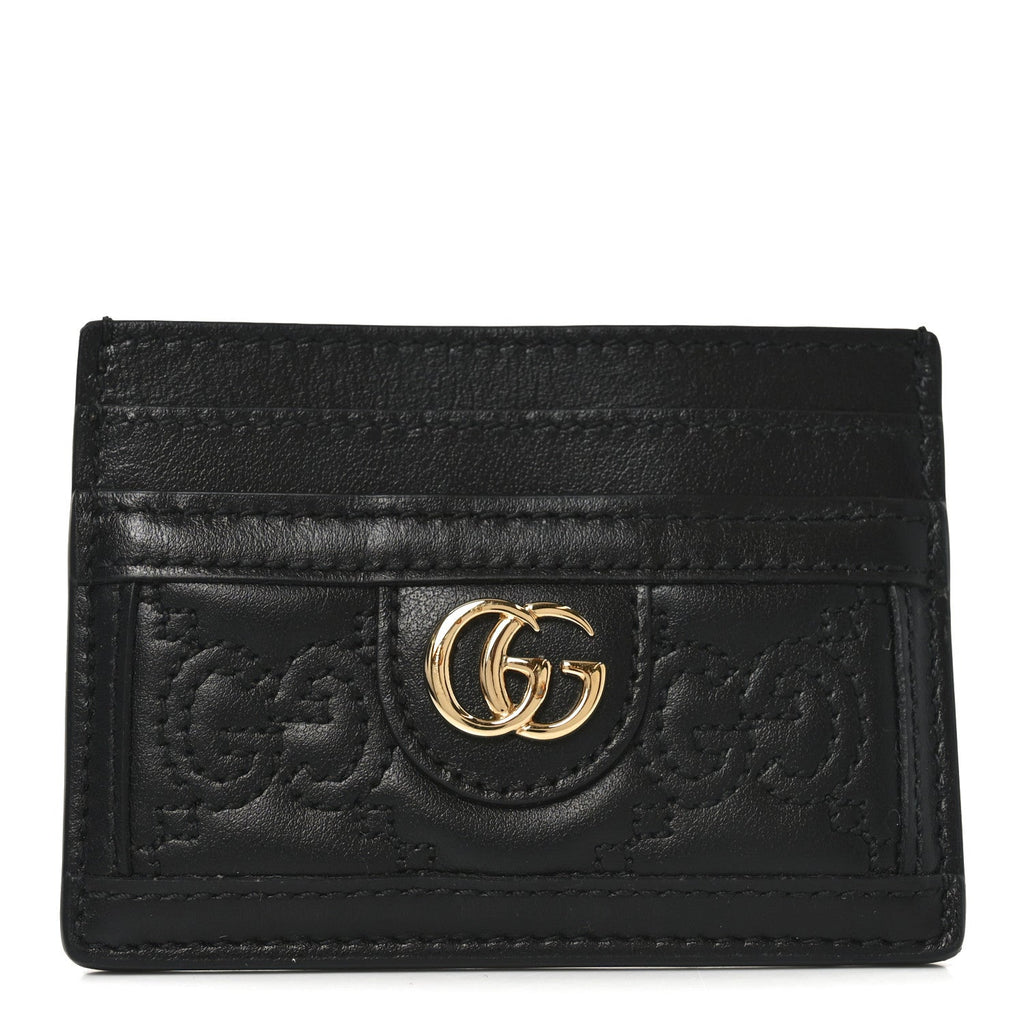 Gucci Calfskin GG Matelasse Card Holder  Black