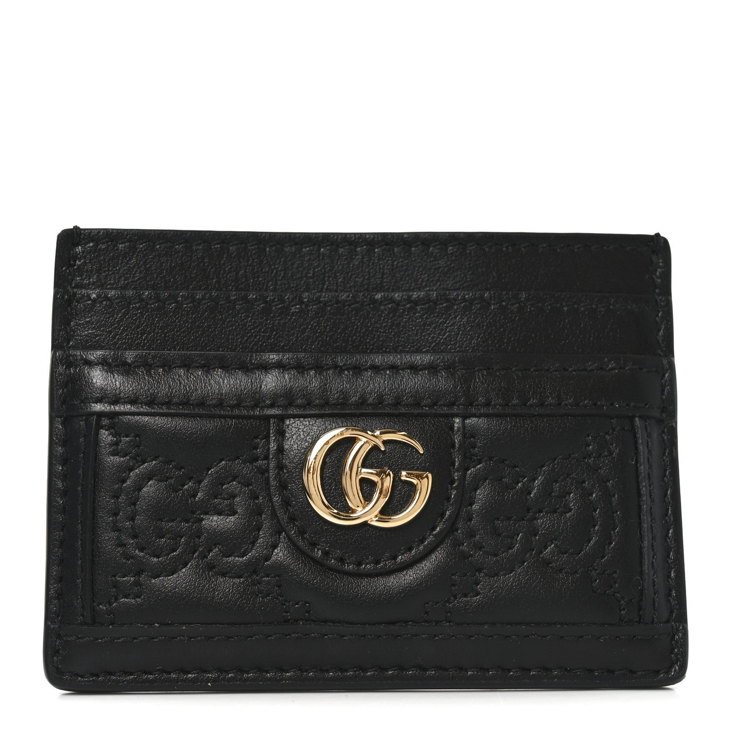 Gucci Calfskin GG Matelasse Card Holder  Black