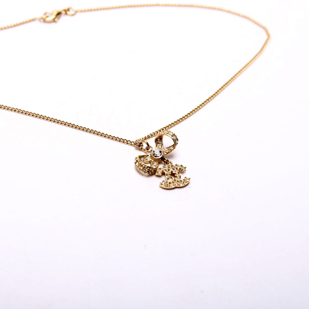 CC Bow Rhinestone Pendant