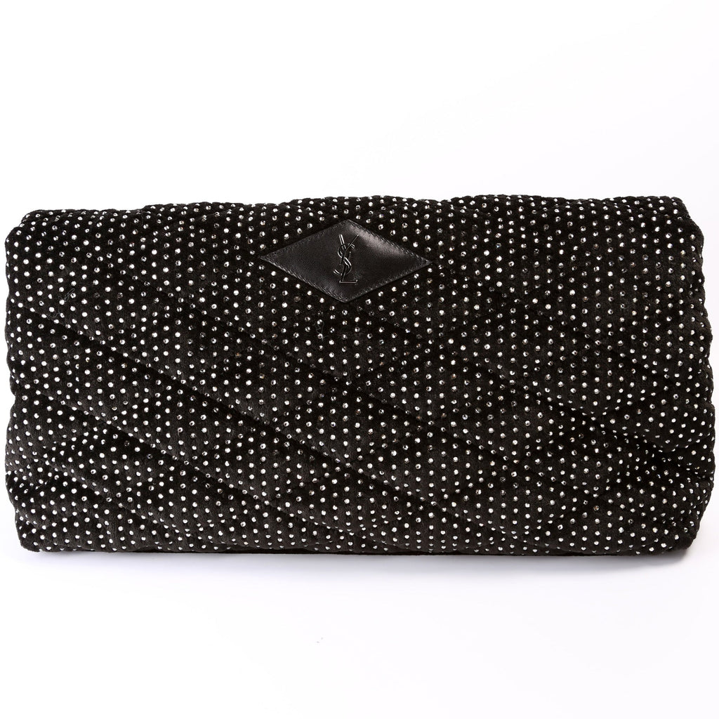 Sade Puffer Envelope Velvet and Lambskin with Rhinestone 655004
