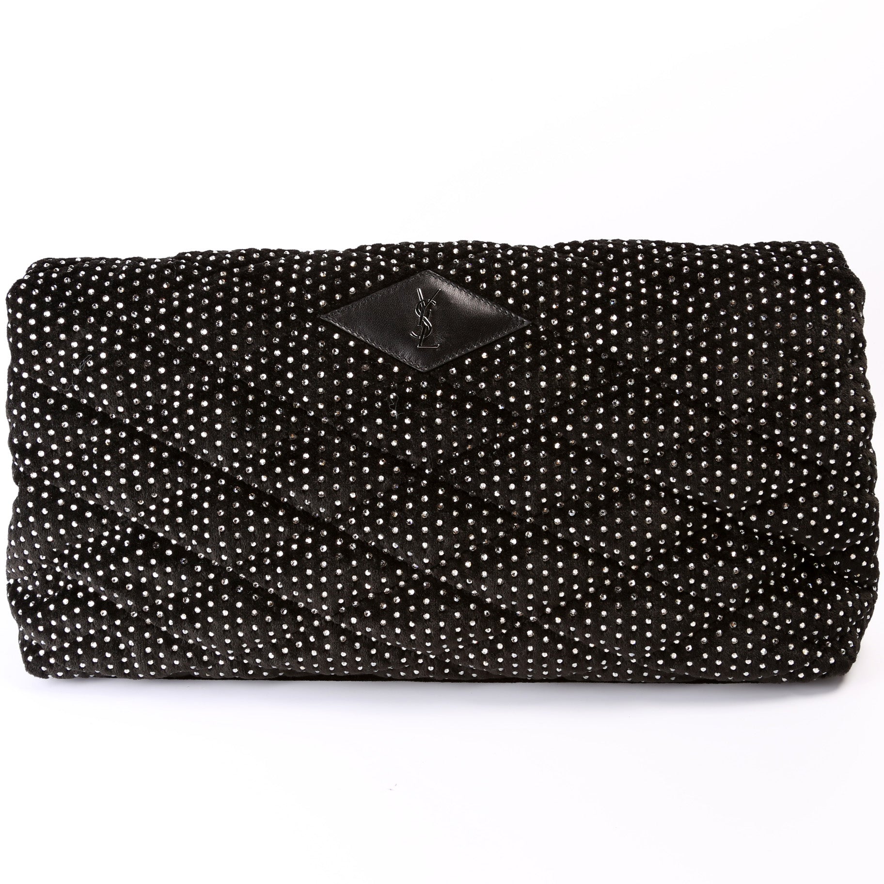 Sade Puffer Envelope Velvet and Lambskin with Rhinestone 655004