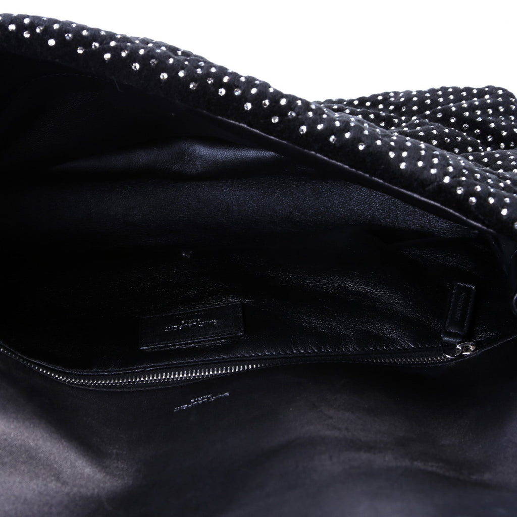 Sade Puffer Envelope Velvet and Lambskin with Rhinestone 655004