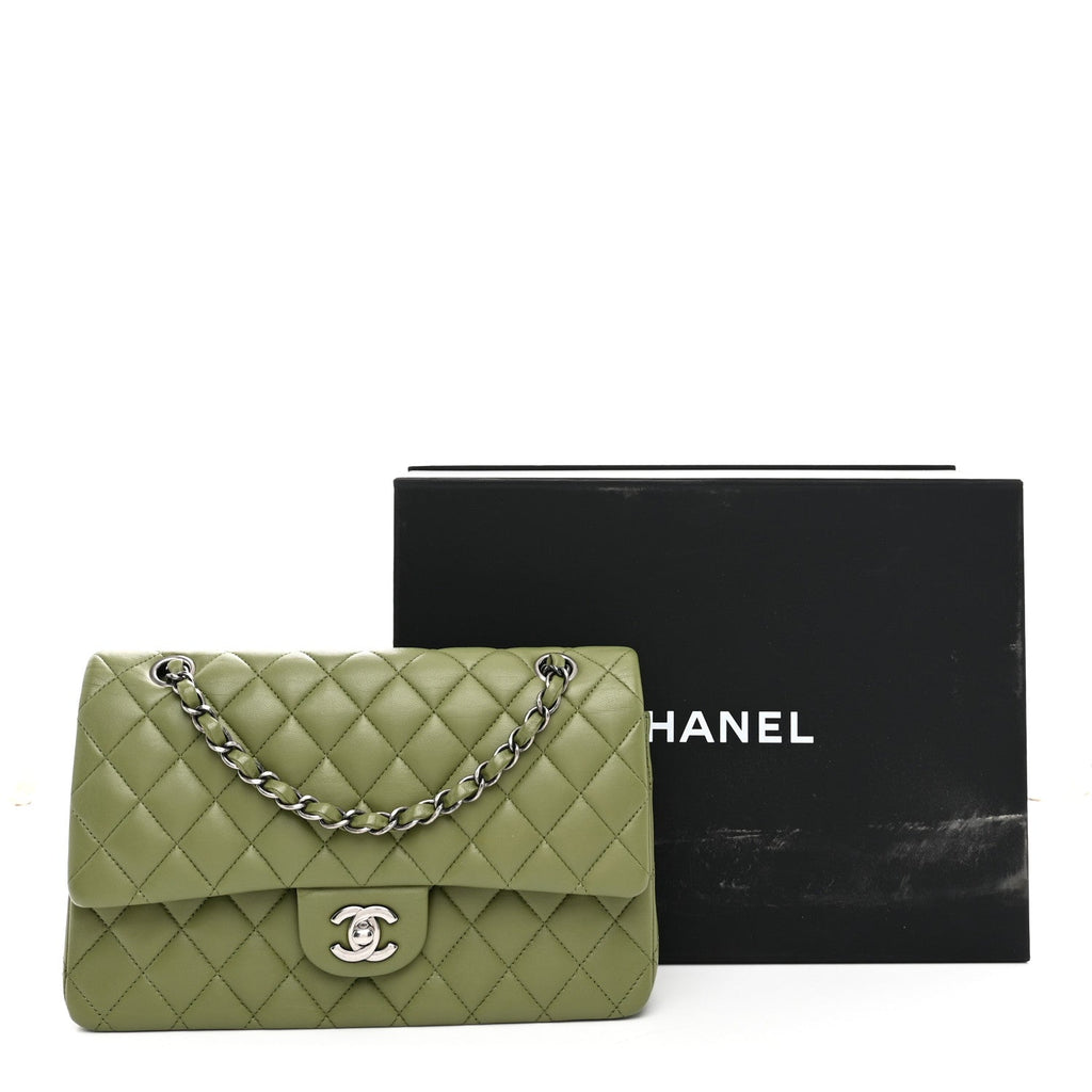 Chanel Lambskin Quilted Medium Double Flap Green