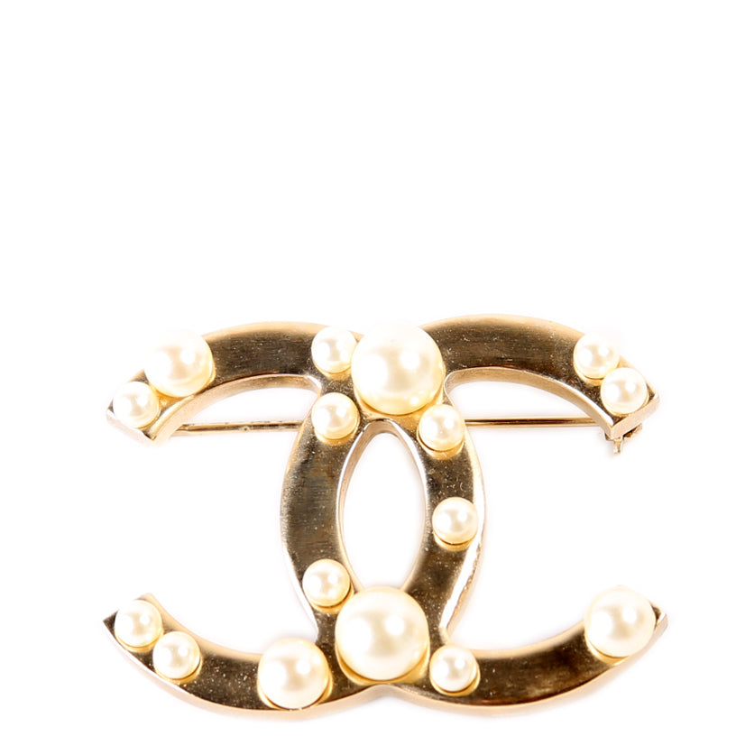 CC Faux Pearls Large Brooch