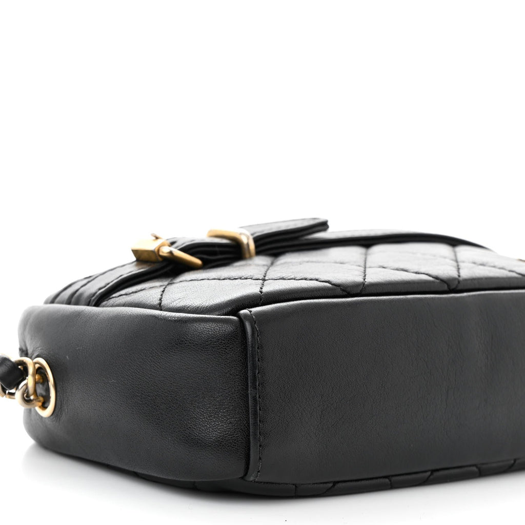 Chanel Lambskin Quilted Small Buckle Camera Case Bag Black