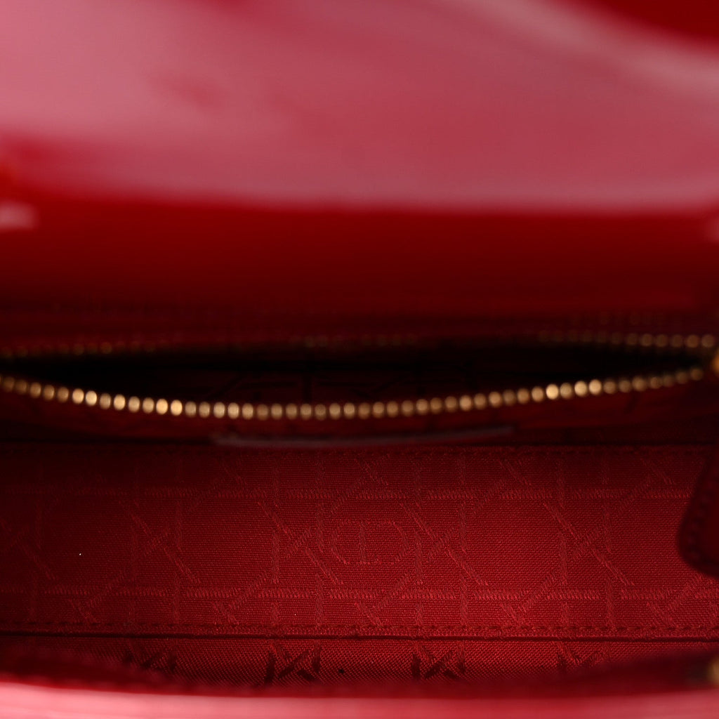 Christian Dior Patent Cannage Mini Lady Dior Red
