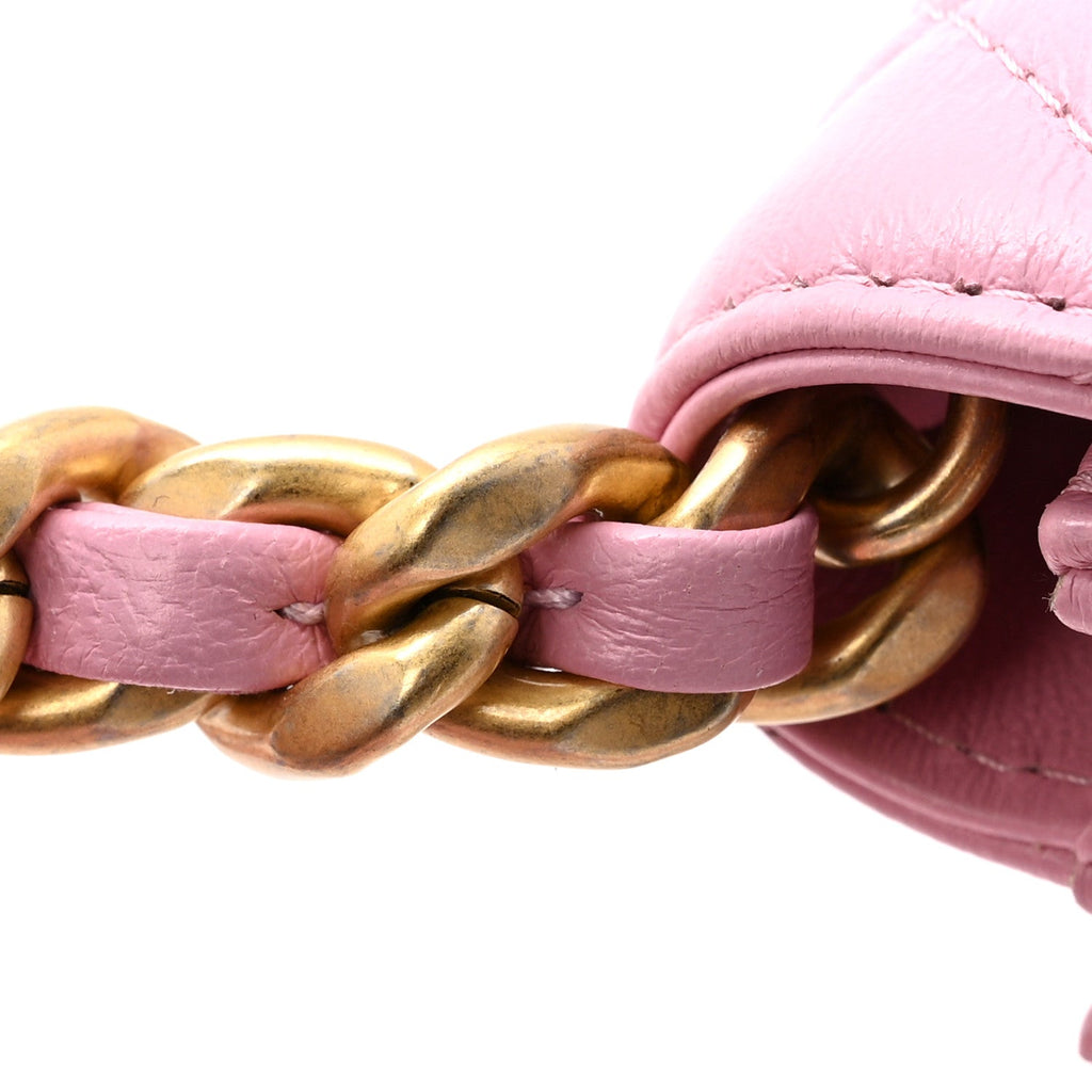 Chanel Lambskin Quilted Lacquered Chain Phone Holder With Chain Dark Pink