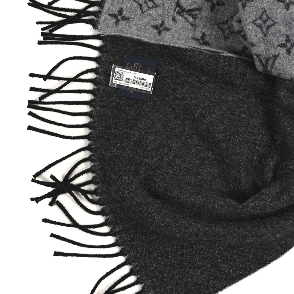 Louis Vuitton Cashmere Wool Monogram Gradient Scarf Light Grey