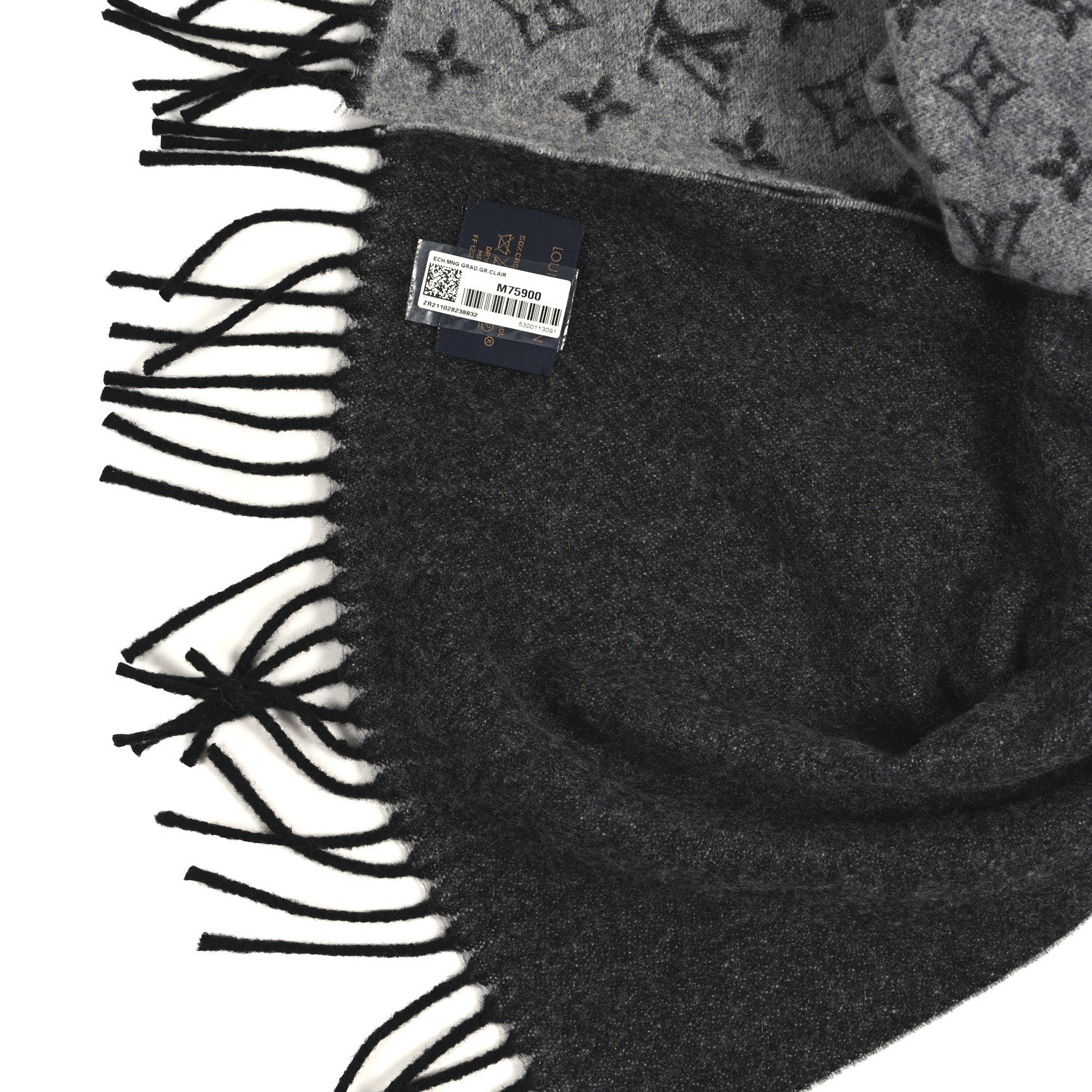 Louis Vuitton Cashmere Wool Monogram Gradient Scarf Light Grey