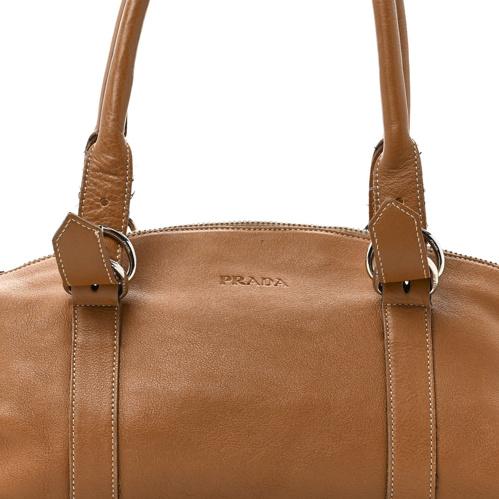 Prada Soft Calf Top Handle Satchel Brown