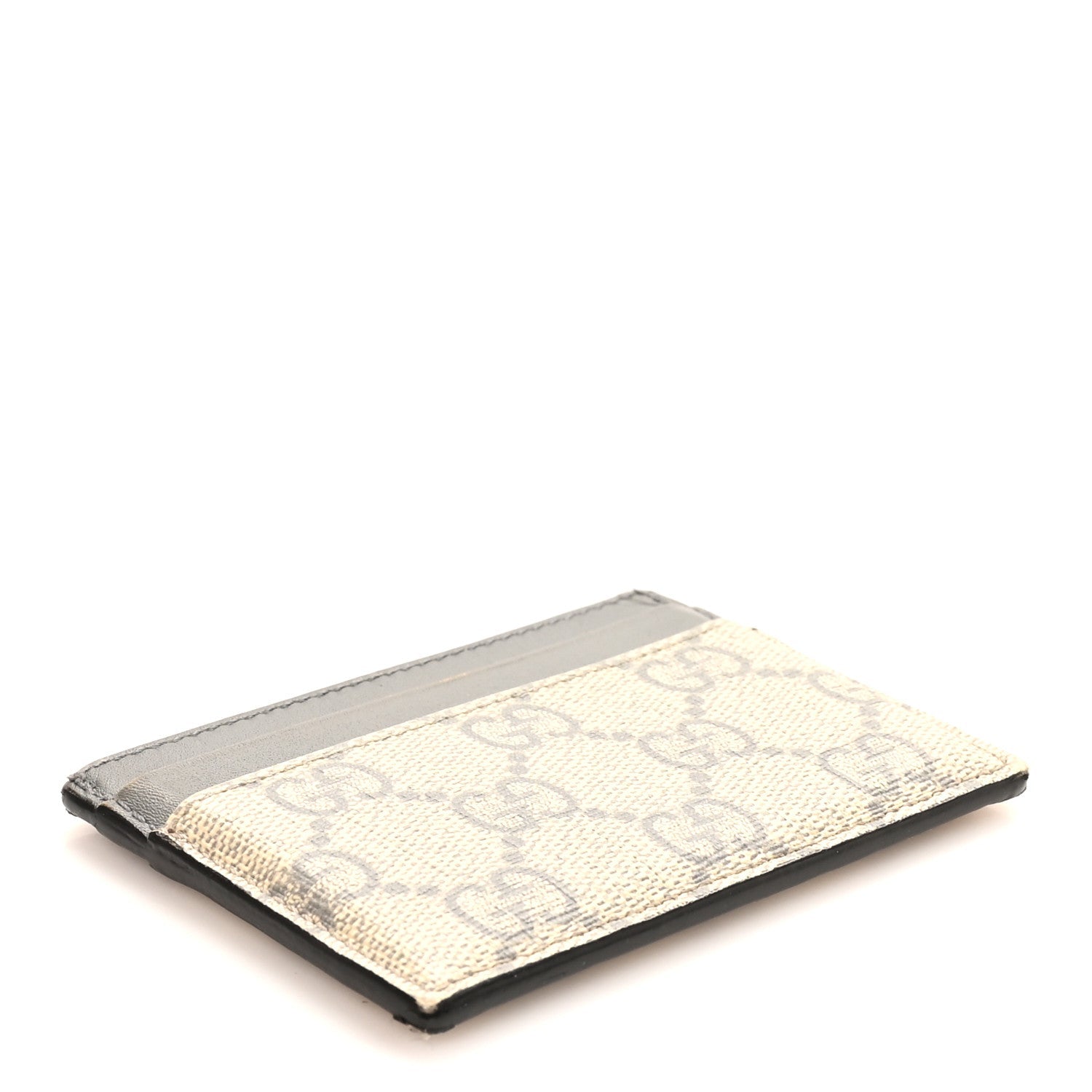 Gucci GG Supreme Monogram Calfskin Card Holder Beige Grey