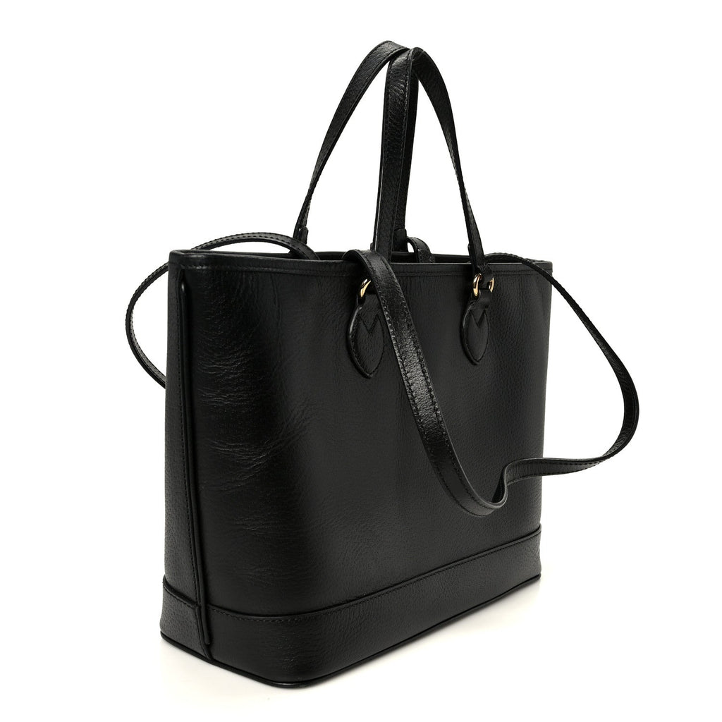 Gucci Textured Dollar Calfskin Small Ophidia Shoulder Tote Bag Black