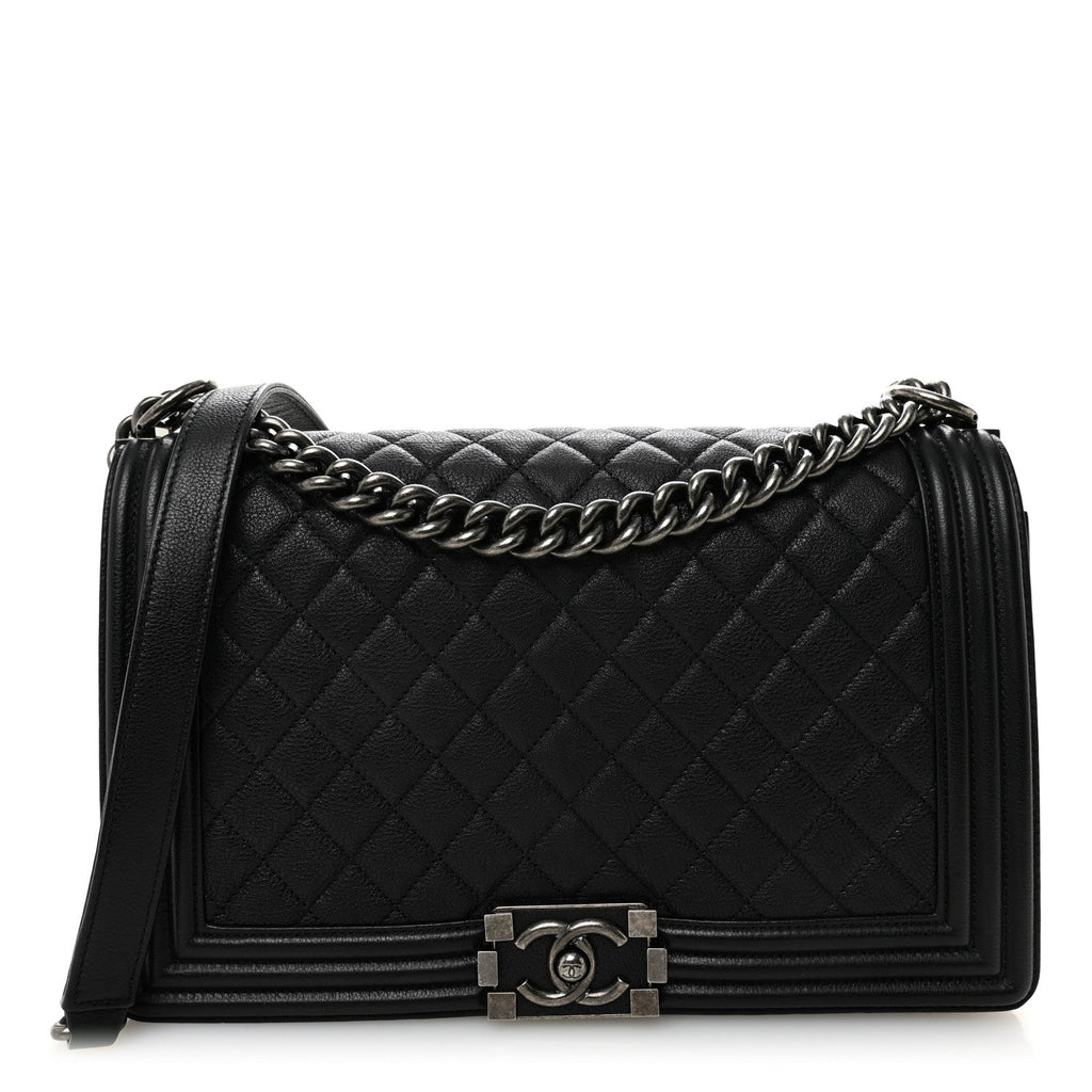 Chanel Grained Calfskin Quilted New Medium Boy Flap Black