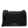 Chanel Grained Calfskin Quilted New Medium Boy Flap Black