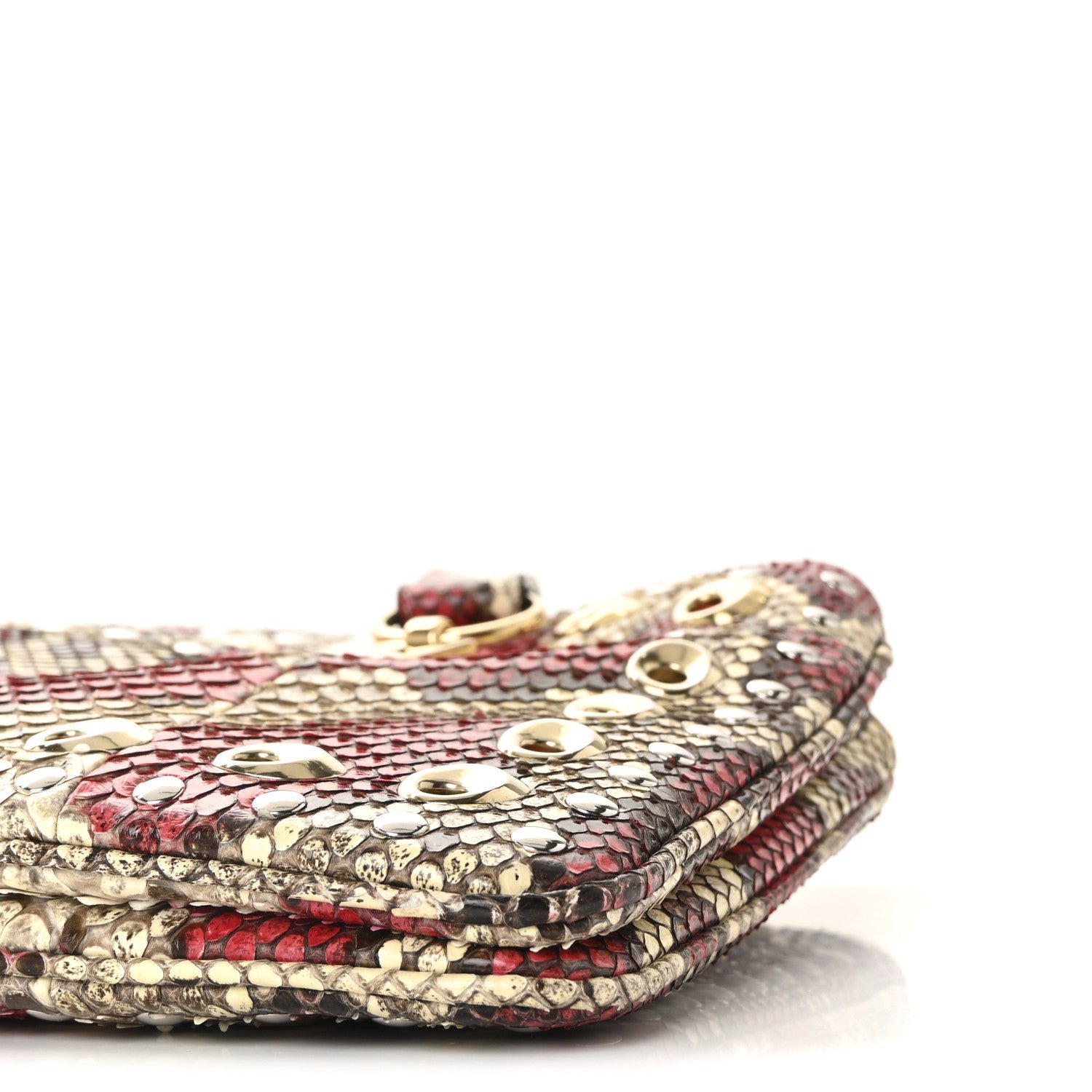 Gucci Snakeskin Large Arli Top Handle Bag Pink Beige