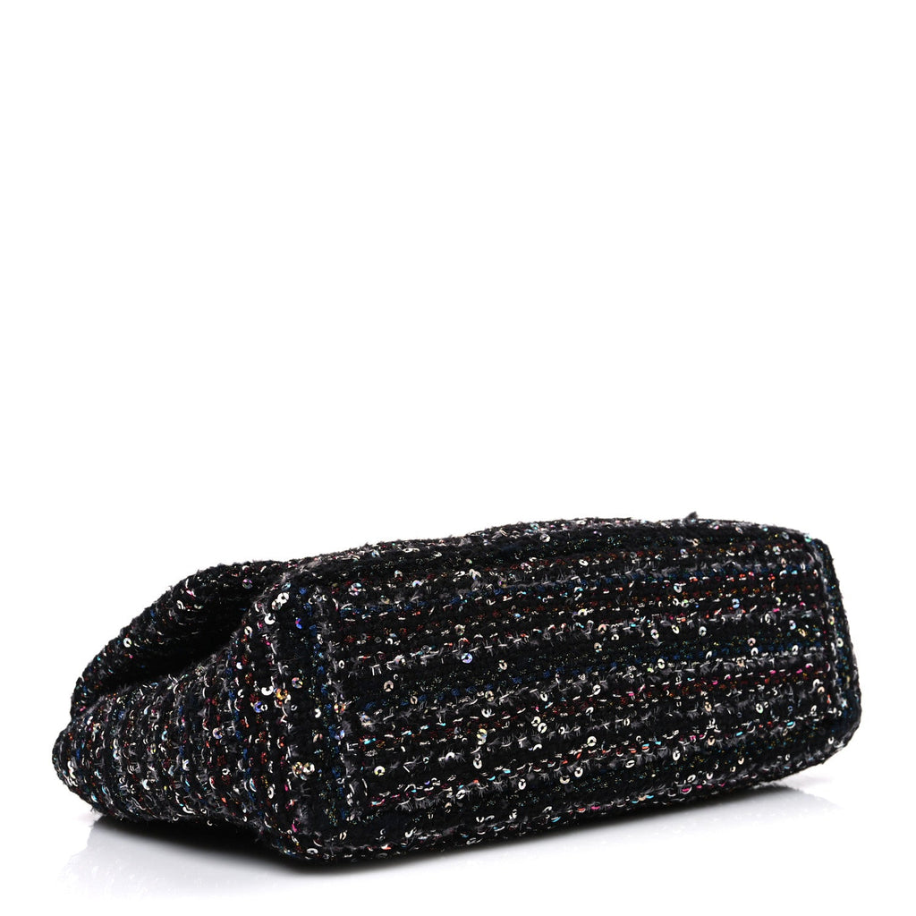 Chanel Tweed Sequin Quilted Medium Chanel 19 Flap Black Multicolor