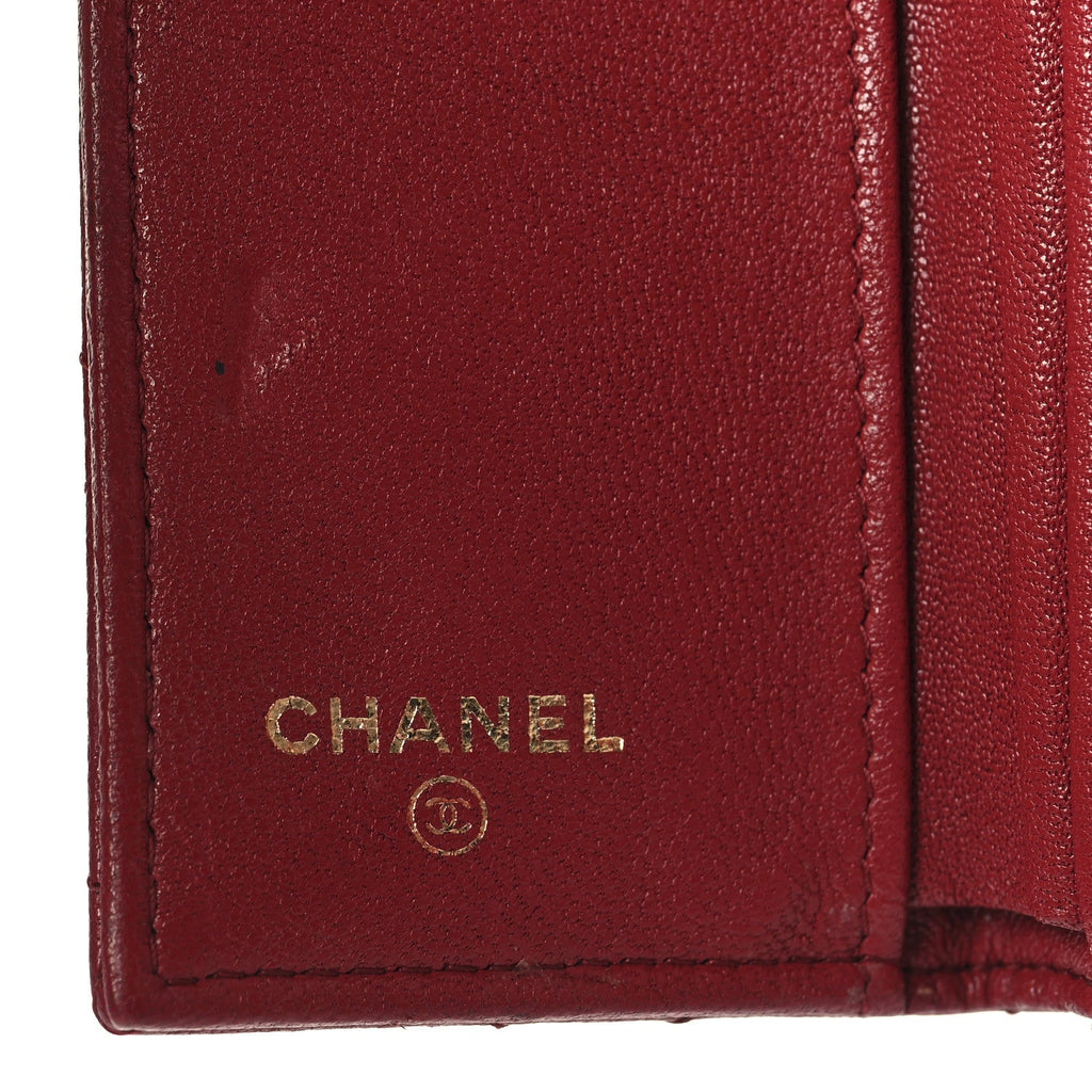 Caviar Quilted Vintage Mademoiselle Flap Card Holder Dark Pink