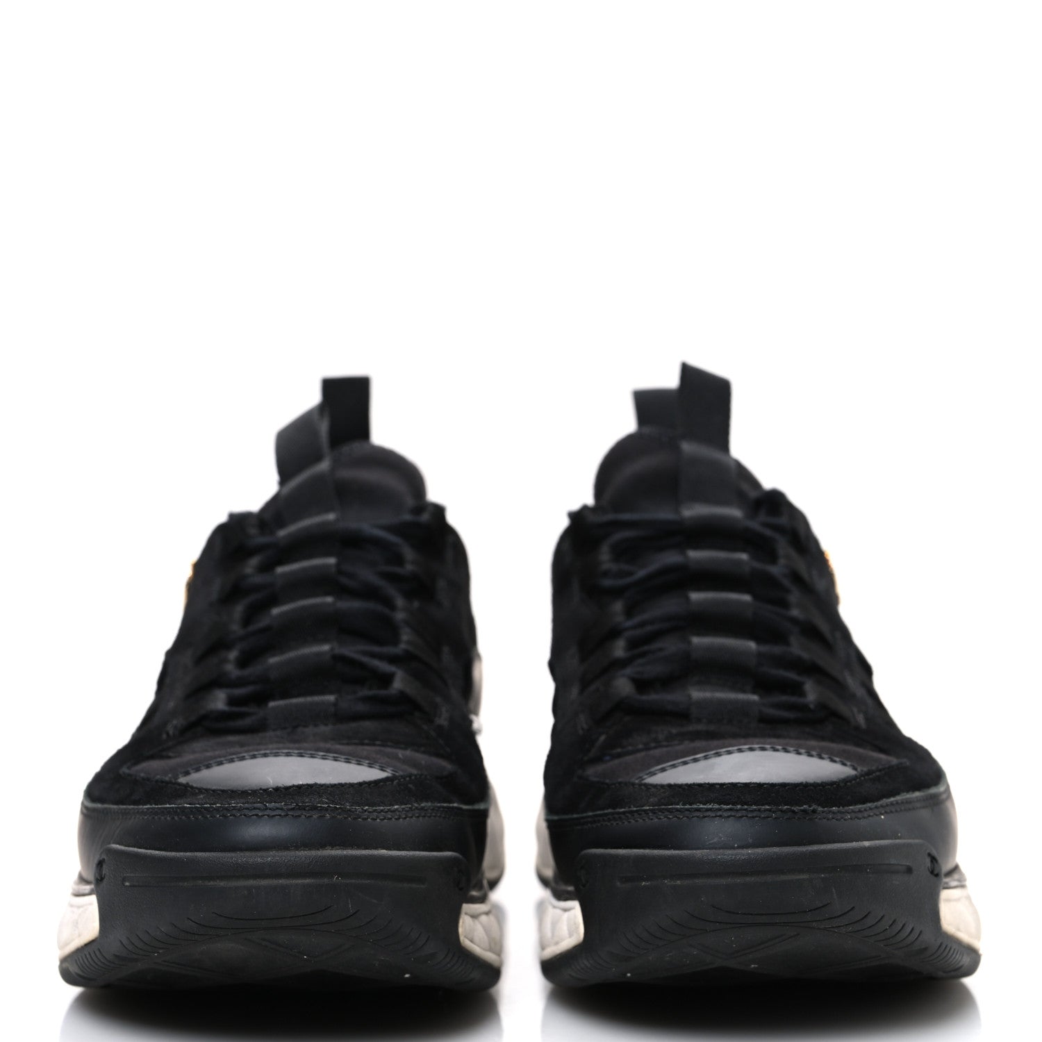 Fabric Calfskin Suede CC Sneakers 41 Black