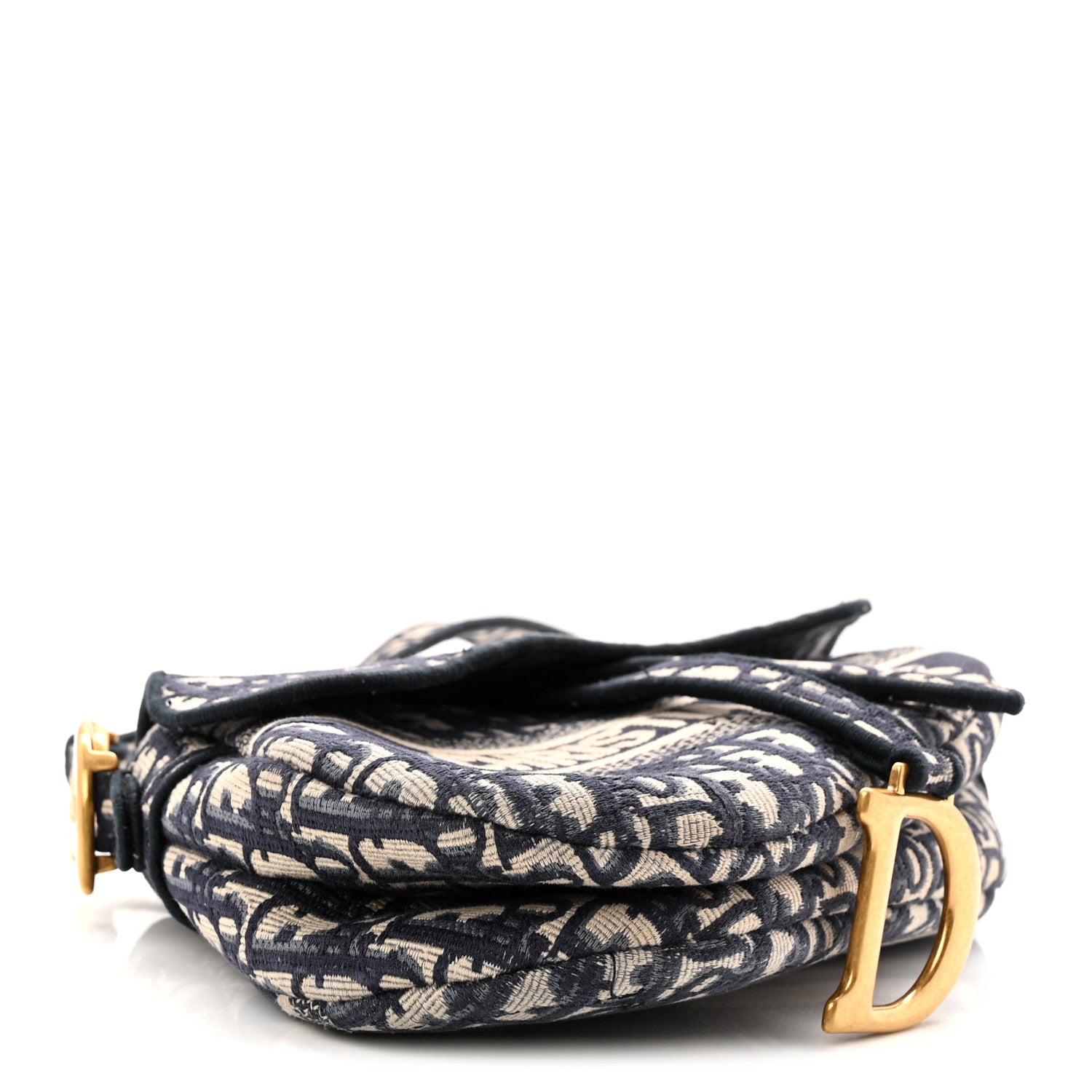 Christian Dior Oblique Embroidered Saddle Bag Blue