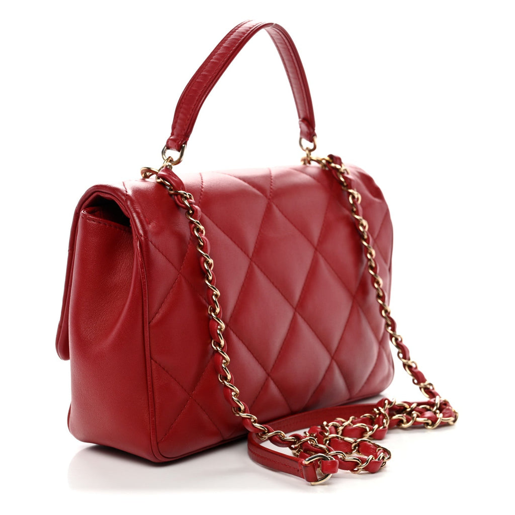 Chanel Lambskin Quilted Easy Carry Flap Red