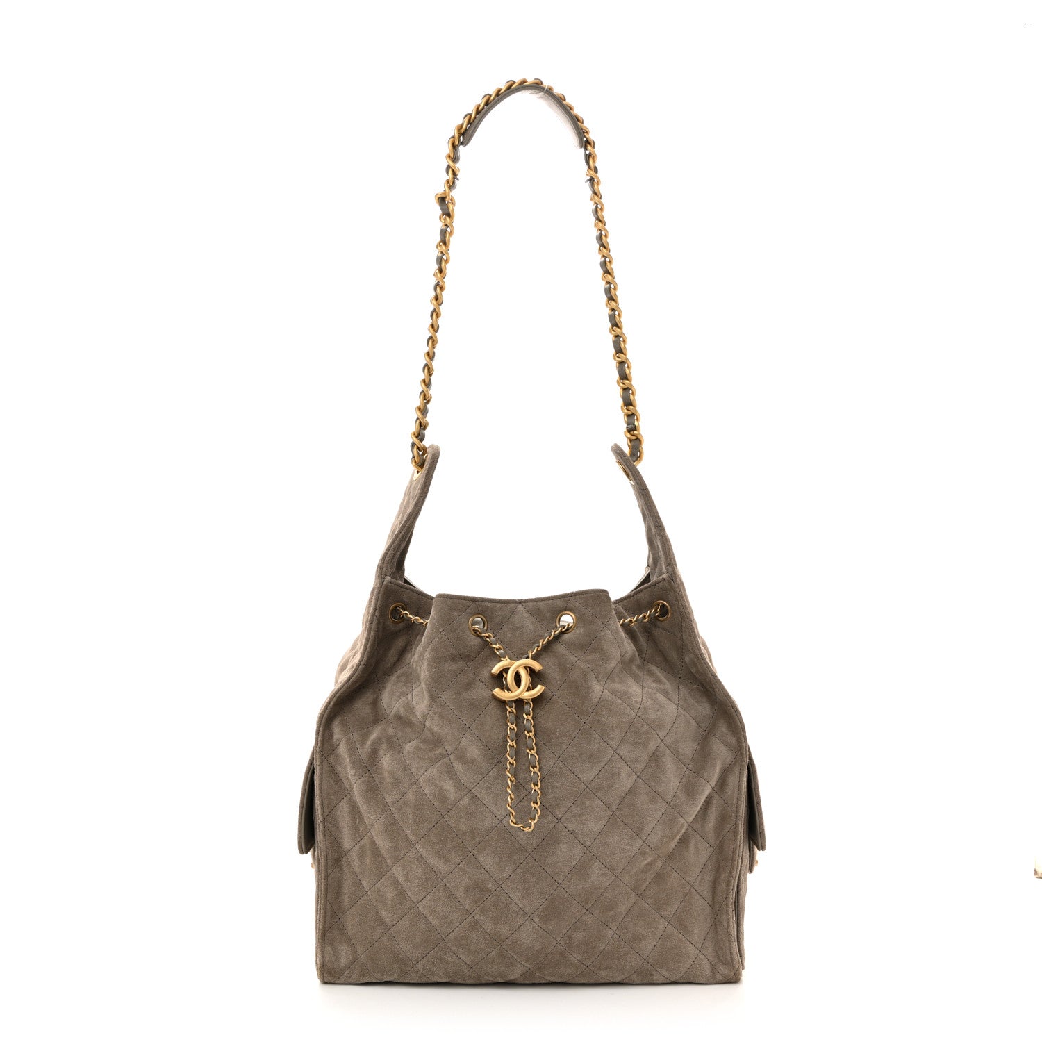 Chanel Suede Quilted Medium Chanel 25 Handbag Dark Grey