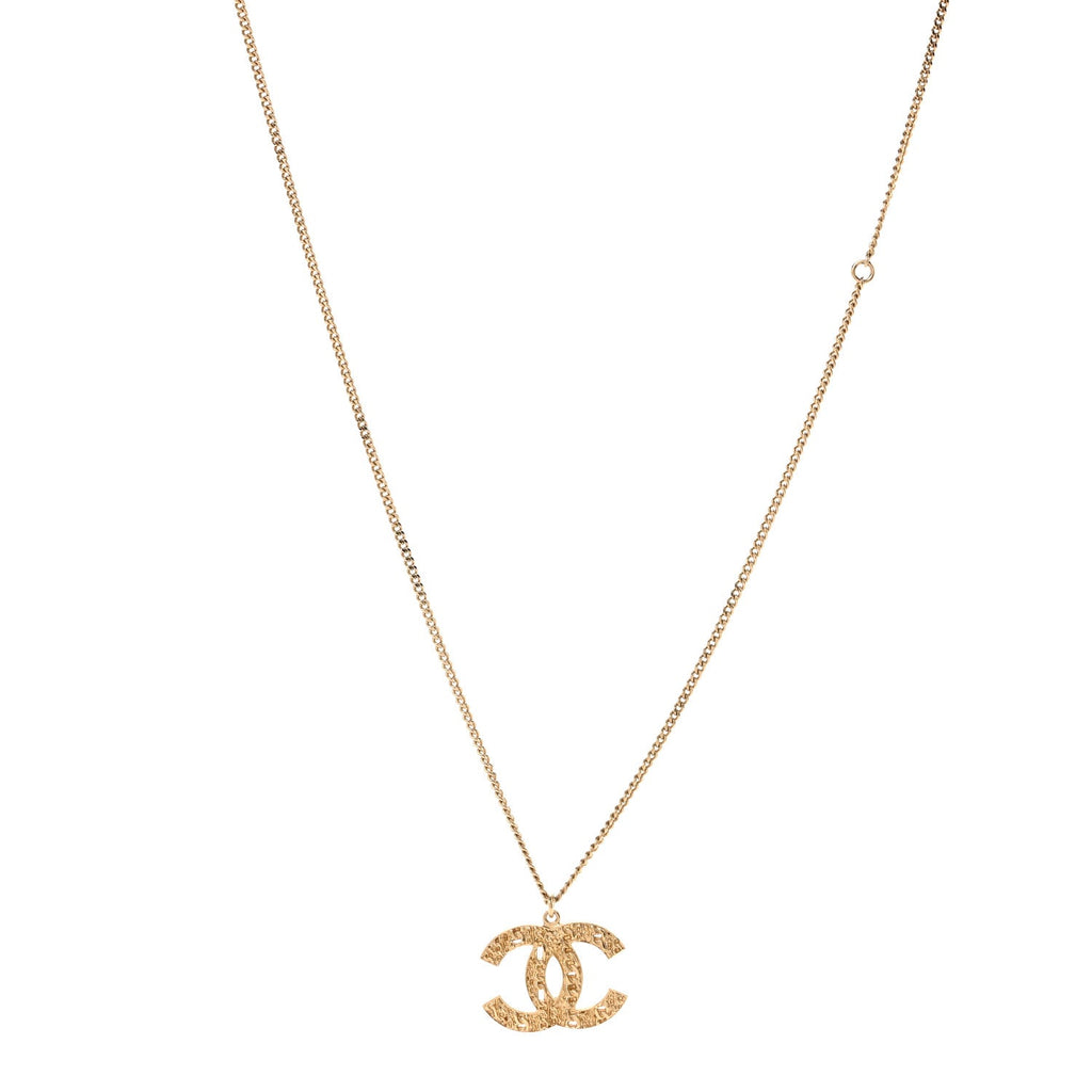 Chanel Tweed Effect CC Necklace Gold