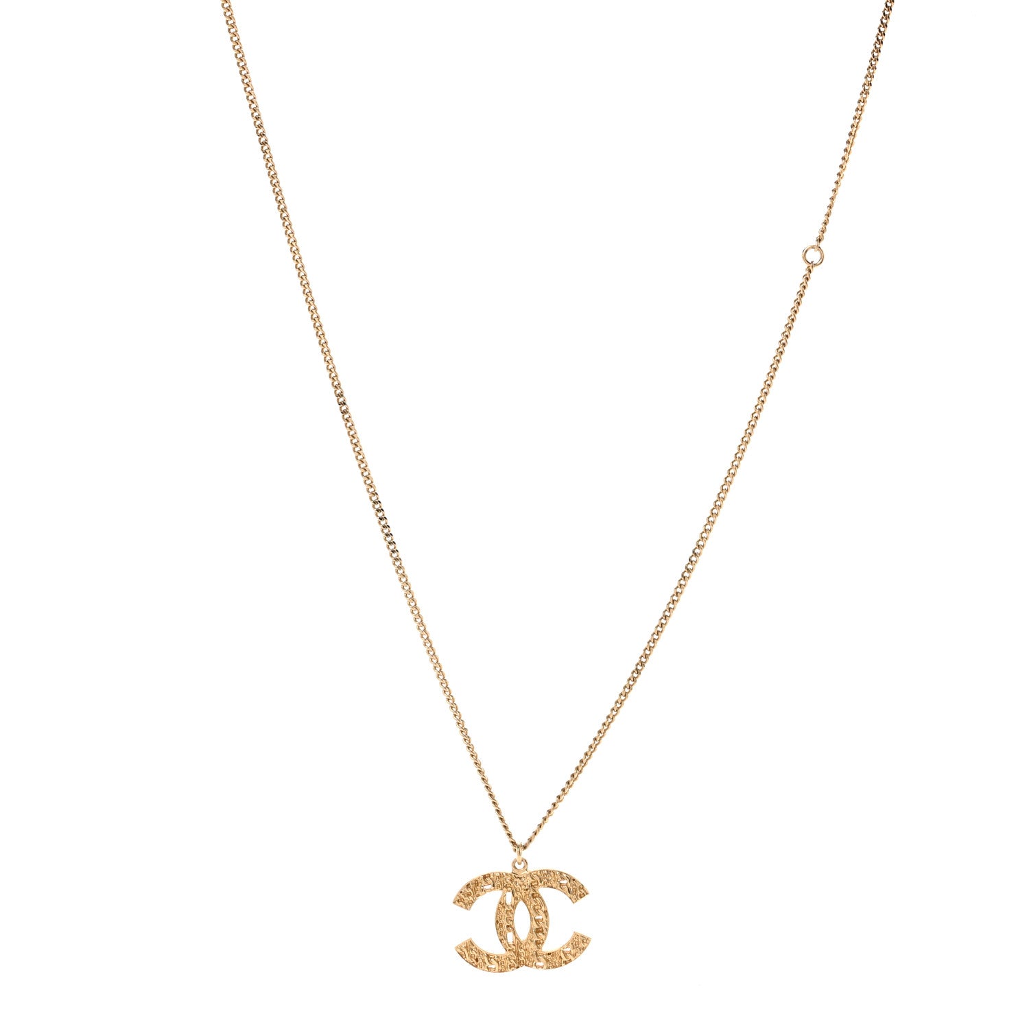 Chanel Tweed Effect CC Necklace Gold