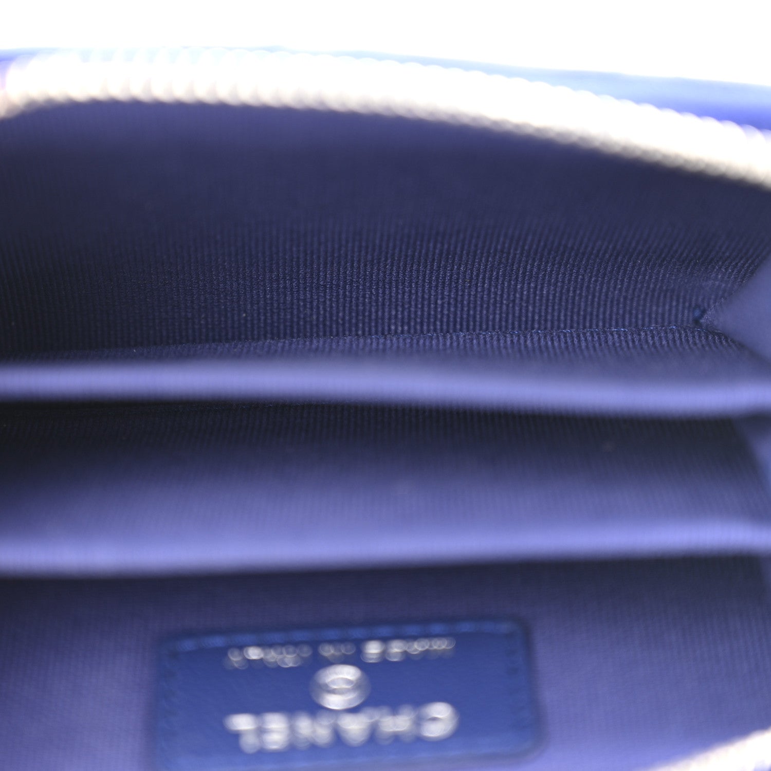 Chanel Lambskin Quilted Zip Around Coin Purse Wallet Blue