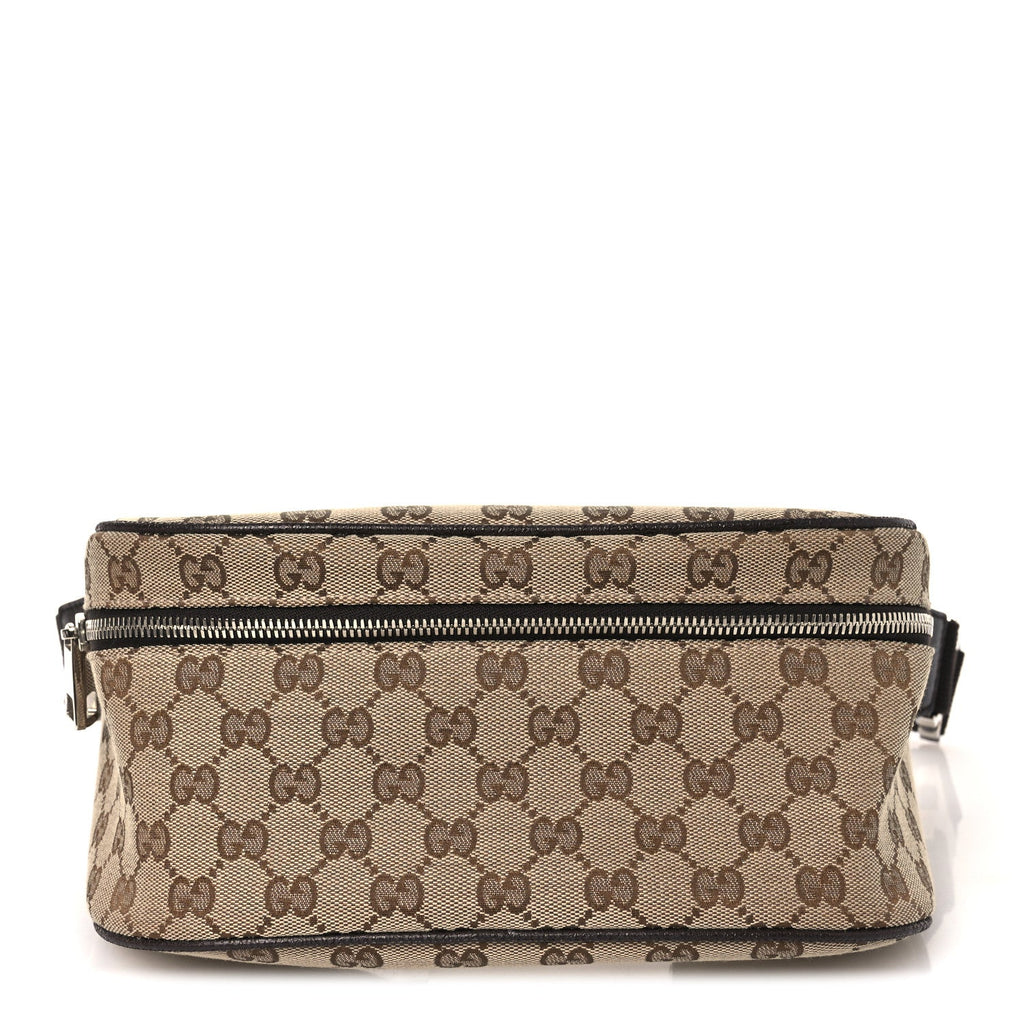 Gucci Monogram Dollar Calfskin Waist Pouch Beige Ebony Testa di Moro Marrone Scuro