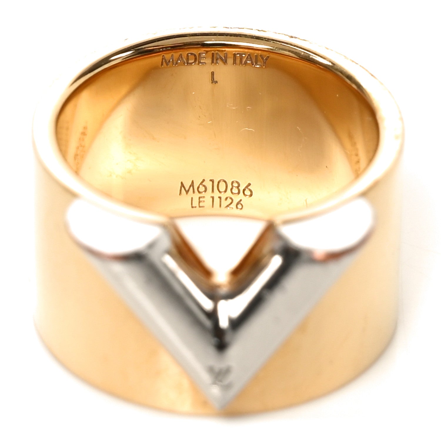 Louis Vuitton Brass Essential V Ring L 57 8 Gold Silver