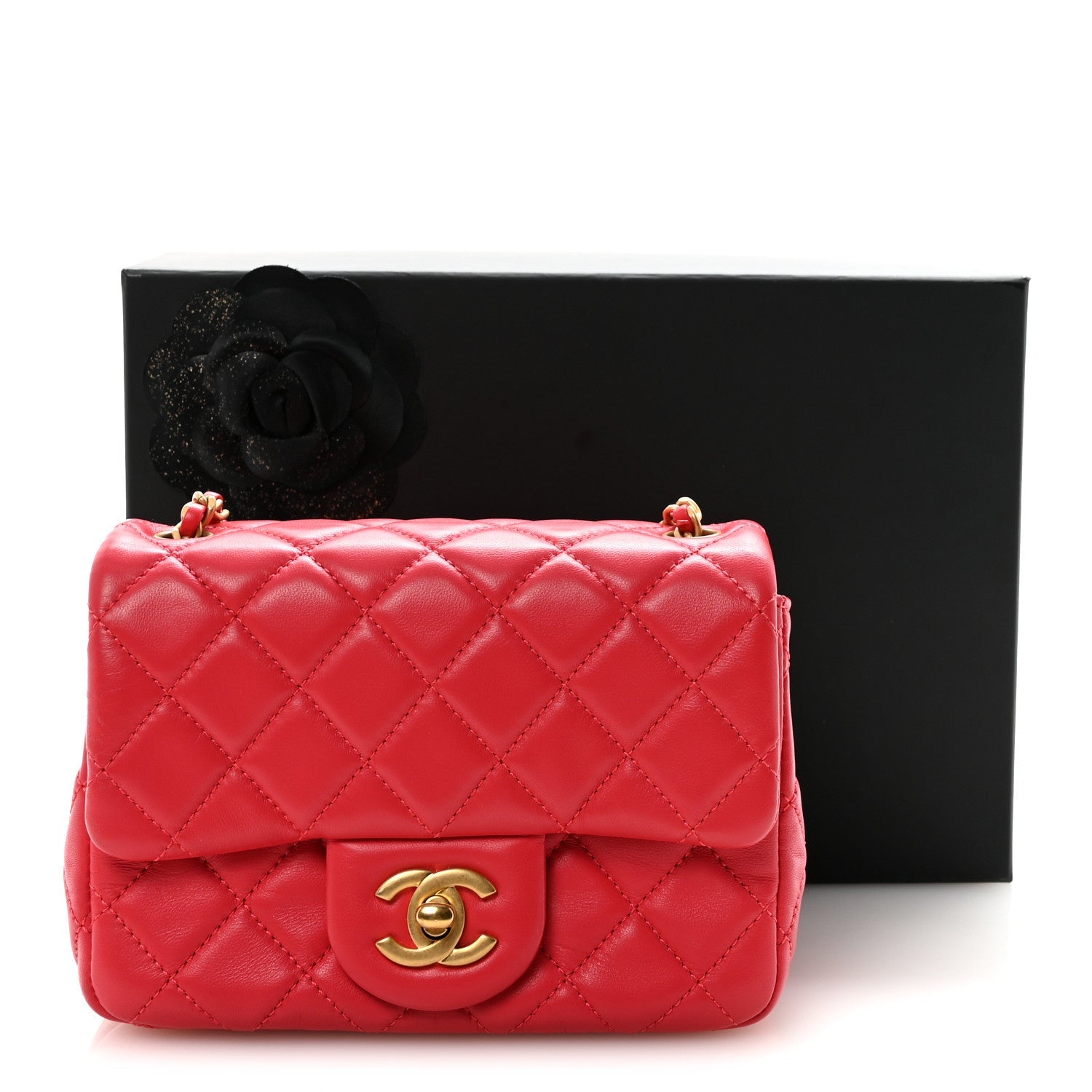 Chanel Lambskin Quilted Mini Pearl Crush Flap Red