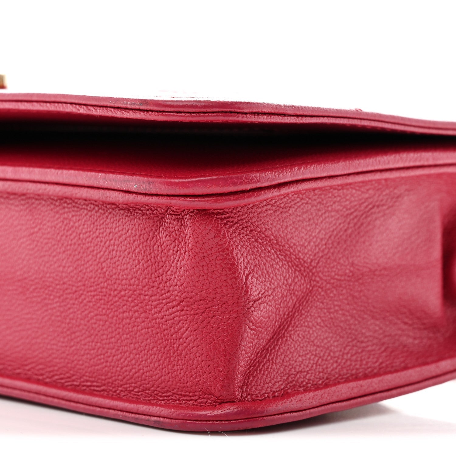 Chanel Sheepskin Chevron Quilted Vintage Mademoiselle Wallet On Chain WOC Dark Pink